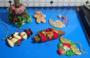 6 vintage to now Christmas ornaments & pieces cinnamon oil lamp snowman cookie - Picture 1 of 4