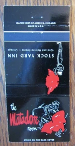 BULLFIGHTING MATCHBOOK COVER: STOCK YARD INN CHICAGO, IL EMPTY MATCHCOVER -D21 - Picture 1 of 2