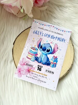 SWEETCHEEKS BOWTIQUE Personalised Stitch Invitations, Birthday Party Invites | 10 pack