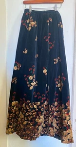 VINTAGE Valentino black velvet Long Skirt w/ chestnuts  M - L  Italy - Picture 1 of 3