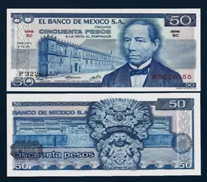 Mexico 50 PESOS P-67 1979 AZTEC God Temple UNC Mexican World Currency BANK NOTE - Picture 1 of 3