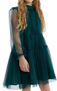 Elegantes Mädchenkleid Oktavia in Flaschengrün – Perfekt für festliche Anlässe  - Bild 1 von 3