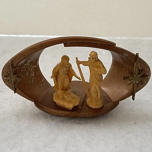 Vintage Miniature Nativity Scene Plastic Made In Italy Christmas Brown MCM Decor - Picture 1 of 14