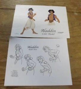 Disney Aladdin Amination Apx 7 x Pages B/W & Color Model Sheets Xerox - Picture 1 of 2