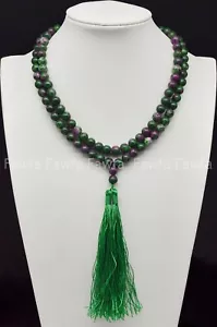 6/8/10/12mm Red Gems In Zoisite108 Prayer Beads Tibet Buddhist Mala Necklace - Picture 1 of 8