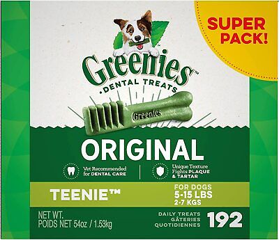 Greenies Original Teenie Natural Dental Dog Treats (5-15 Lb. Dogs),11-192 Treats • 12.50$