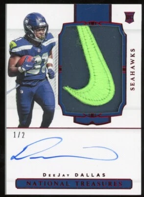 DeeJay Dallas 2020 National Treasures Auto Patch #d 1/2 Rookie RPA Seahawks - Image 1 of 2