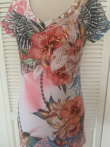 In Vein Multi-color Cap Sleeve T-shirt Size XL NWT - Picture 1 of 6