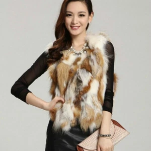 Women's V-collar Vest Fox Fur Gilets Fur Vest Fashional Fur Coats  - Picture 1 of 9