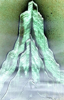 由 Jason Girard 签名的 Fern Green Artwork Mountain Scene 带垫板。 — 第 1/4 张图片