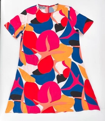 Vestido sin marca para mujer grande colorido manga corta corto acampanado informal Foto 1 de 4