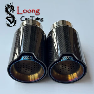 2*BMW Carbon Fiber Exhaust Tip Nozzle Tailpipe Exhaust System With M Performance - Picture 1 of 6
