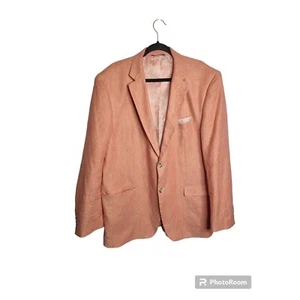 Alan Flusser Men's Linen Blend Peach Two Button Dress Blazer, XL - Picture 1 of 14