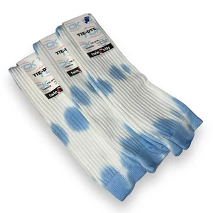TCK Tie Dye Multisport Tube Socks Soccer Softball Size Large Blue White 3 Pair - Picture 1 of 3