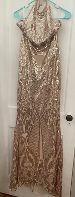 Dress Halter Backless Strapless Sequin Sexy Dress Elegant Long - Image 1 of 4