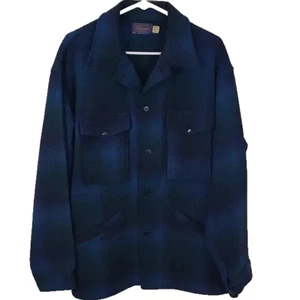 Vtg Pendleton Wool Shadow Plaid Field Cruiser Mackinaw Jacket Coat Men's Large - Picture 1 of 11