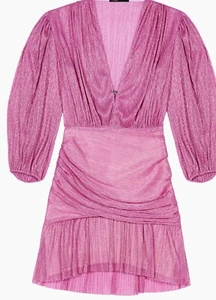 Maje Draped Lamé Dress NWT sz S 38 Fishies Pink. Short Dress - Picture 1 of 14