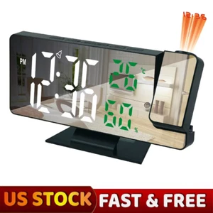 7.8" LED Projection Alarm Clock Digital Clock with 180° Projector Snooze Bedside - Picture 1 of 13