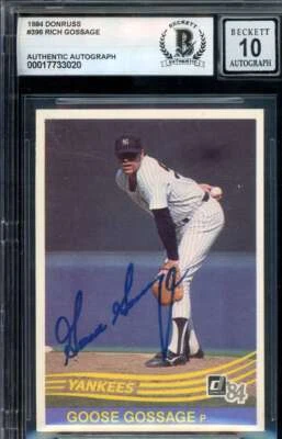 Rich Goose Gossage Gem Mint 10 Beckett BAS Firmado 1984 Donruss Autógrafo Foto 1 de 2