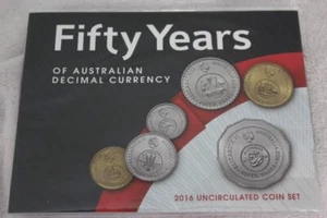 2016 UNC CHANGEOVER 6 COIN SET FIFTY YEARS OF AUSTRALIAN DECIMAL CURRENCY - Picture 1 of 2