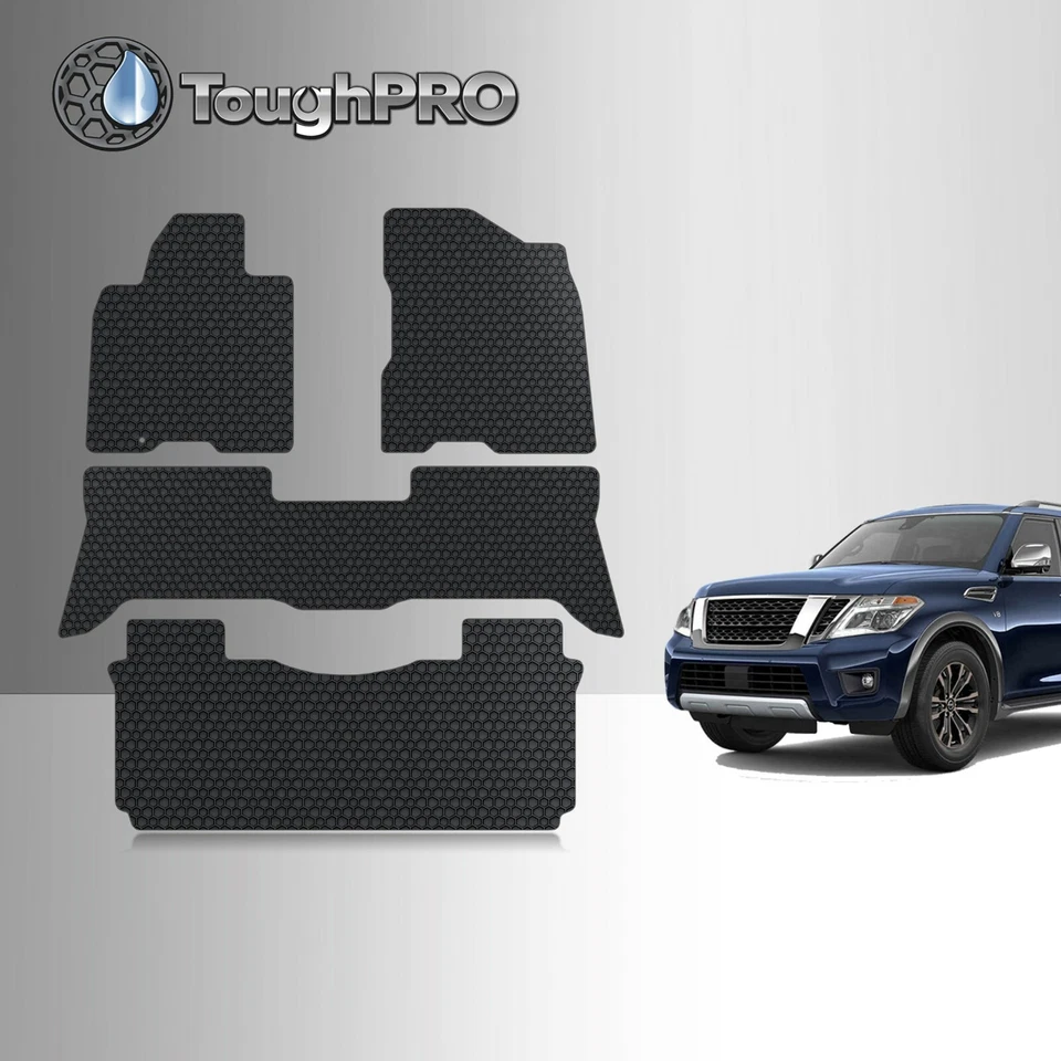 ToughPRO Floor Mats + 3rd Row Black For Nissan Armada 2nd Row WConsole 2006-2015 - Image 1 of 4