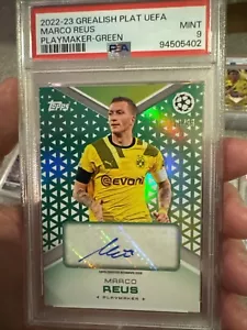 2022-23 Grealish Plat UEFA Marco Reus Playmaker Auto Zielony PSA 9 - Zdjęcie 1 z 4
