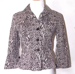 Ann Taylor Loft Womens Blazer Size 2 Paisley Jacket Brown Button Down Career - Picture 1 of 6