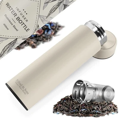 Thermosflasche + Tee/Früchte Sieb-INFUSER creme - Bild 1 von 4