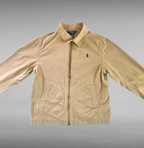 Vintage 90s POLO Ralph Lauren Tan Beige Zip-up Jacket Boys Youth Large 14-16 - Picture 1 of 13