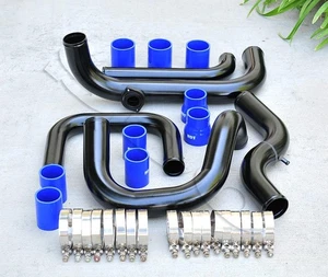Black Intercooler Piping S/RS BOV Flange + Blue Coupler kit for 94-01 Integra - Picture 1 of 2