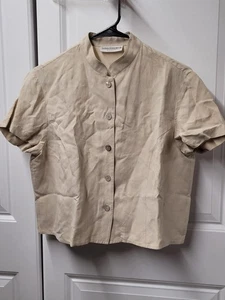 Valerie Stevens Sport Blouse Top Women's Size: Petite Medium Linen Silk Blend - Picture 1 of 10