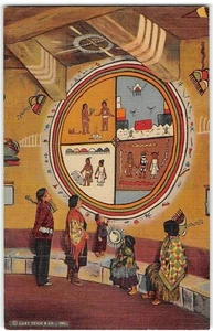 Indian Watchtower Painting Desert View Grand Canyon, AZ 1940s Vintage Postcard - Picture 1 of 2
