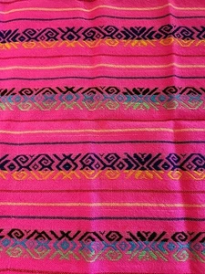 (2) Servilleta de mesa étnica tejida a mano mexicana colorida rosa caliente colgante de pared 17x15" de colección■ - Imagen 1 de 4