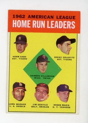 1963 年 Topps #4 Harmon Killebrew AL HR Leaders 状况极佳 — 第 1/2 张图片