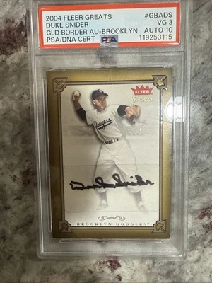 2004 Fleer Greats of the Game - Autographs Duke Snider #GBA-DS PSA Auto 10 - Image 1 of 3