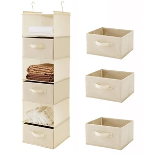 6 Tier Shelf Hanging Closet Organizer, Closet Hanging Shelf with 2 Sturdy Hoo... - Picture 1 of 8