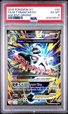 PSA 6 2015 Pokemon XY Ancient Origins Full Art Mega M Tyranitar EX 92/98 SHINY - Image 1 of 2