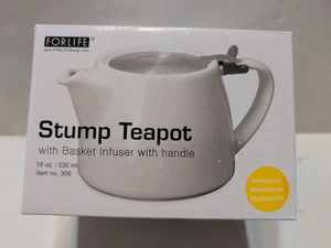 FORLIFE Stump Teapot with Basket Infuser, Lid & Handle 18oz Mandarin Color - Picture 1 of 9