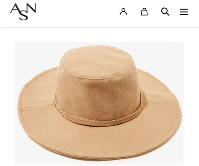 ASN Anthropologie女式软呢太阳帽棕色麂皮绒池畔海滩德比 — 第 1/4 张图片