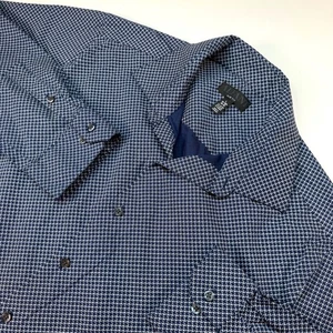 Alfani Men's Slim Fit Button Down Shirt Size Large Navy Blue Geometric Print - Picture 1 of 6