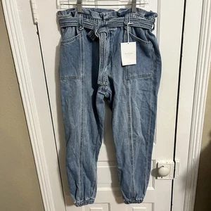 Kancan Zhuri Paperbag Denim Jogger Pants Blue XL J - Picture 1 of 9