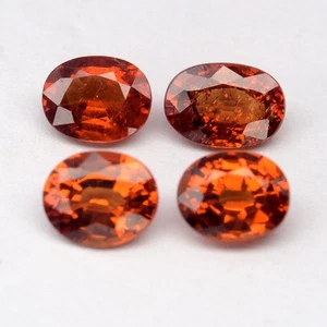 π 4pcs Lot 2.82ct t.w Oval Natural Orange Spessartite Garnet - Madagascar Gems - Picture 1 of 5
