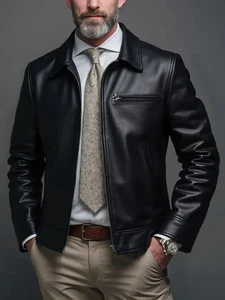 Mens Black 100% Real Lambskin Leather Slim Fit Solid Biker Jacket S M L XL 2XL - Picture 1 of 4