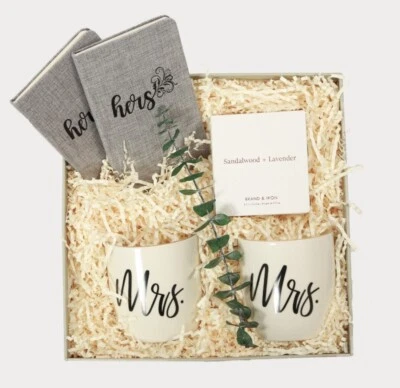His/Hers, Him/Him wedding gift box, bride gift box bridesmaids mugs  - Image 1 of 4