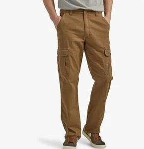 NUOVO Wrangler Pantalone Cargo Uomo Relaxed Fit 100% Cotone Marrone Chiaro 40x32 - Foto 1 di 7