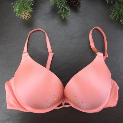 Sujetador Victoria's Secret 32B Naranja Acolchado Con Aros Cierre Ajustable Espalda Foto 1 de 4