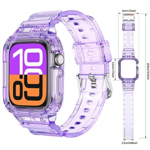 Crystal Clear Sporty Case + Adjustable Strap Band for iWatch Series 10 42/46mm - Picture 1 of 44