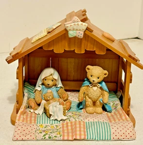 1992 Carissimi Orsacchiotti Figurine Maria & Baby, Josh con capannone 8" x 7" x 5" e uscire - Foto 1 di 14