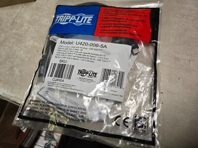 Tripp Lite 6ft USB-C M/M Type C 3 Data Transfer Cable - Black CU8904 - Image 1 of 3