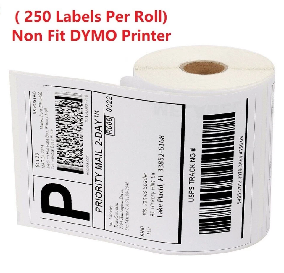 BLVD 8 Rolls Label 4x6 Zebra 2844 Eltron ZP450 Direct Thermal Shipping 2000 Labels